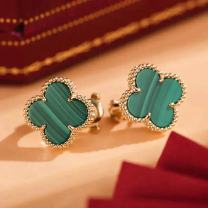 [Panda Jewelry]CLOVER MEDIUM 1 MOTIFS MALACHITE  EARRINGS