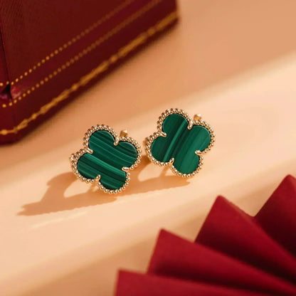 [Panda Jewelry]CLOVER MEDIUM 1 MOTIFS MALACHITE  EARRINGS