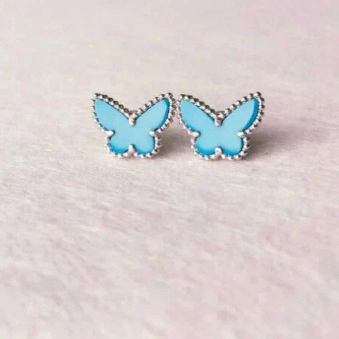 [Panda Jewelry]BUTTERFLY TURQUOISE EARRINGS SILVER