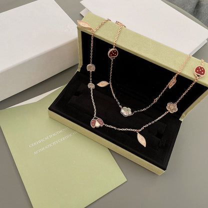 [Panda Jewelry]LUCKY SPRING 15 MOTIFS ROSE GOLD NECKLACE