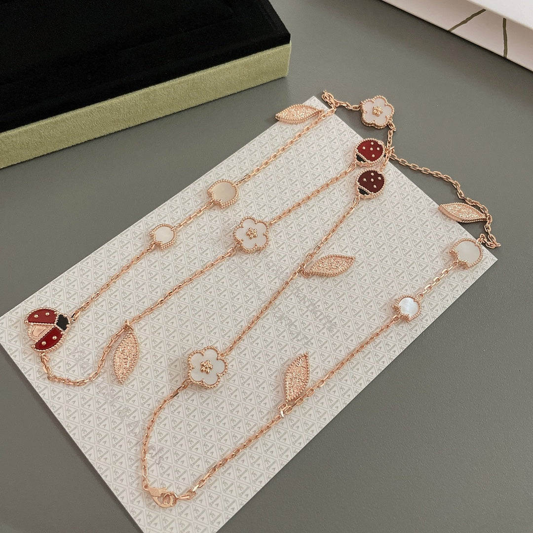 [Panda Jewelry]LUCKY SPRING 15 MOTIFS ROSE GOLD NECKLACE