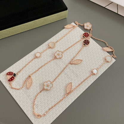 [Panda Jewelry]LUCKY SPRING 15 MOTIFS ROSE GOLD NECKLACE