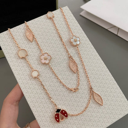 [Panda Jewelry]LUCKY SPRING 15 MOTIFS ROSE GOLD NECKLACE