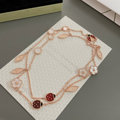 [Panda Jewelry]LUCKY SPRING 15 MOTIFS ROSE GOLD NECKLACE