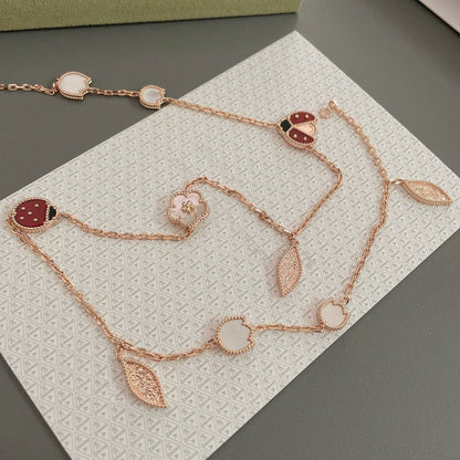 [Panda Jewelry]LUCKY SPRING 15 MOTIFS ROSE GOLD NECKLACE