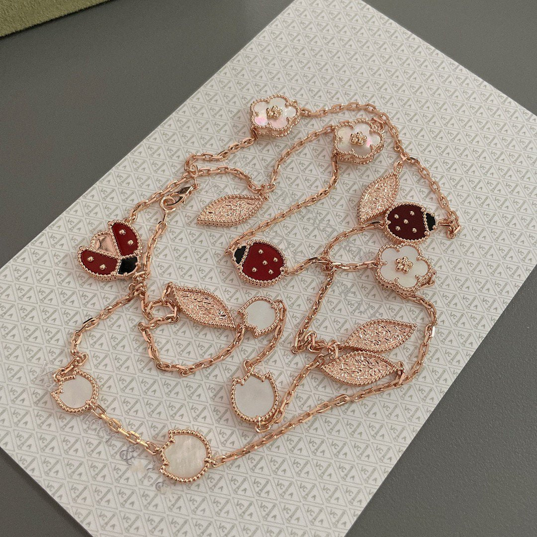 [Panda Jewelry]LUCKY SPRING 15 MOTIFS ROSE GOLD NECKLACE