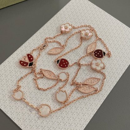 [Panda Jewelry]LUCKY SPRING 15 MOTIFS ROSE GOLD NECKLACE