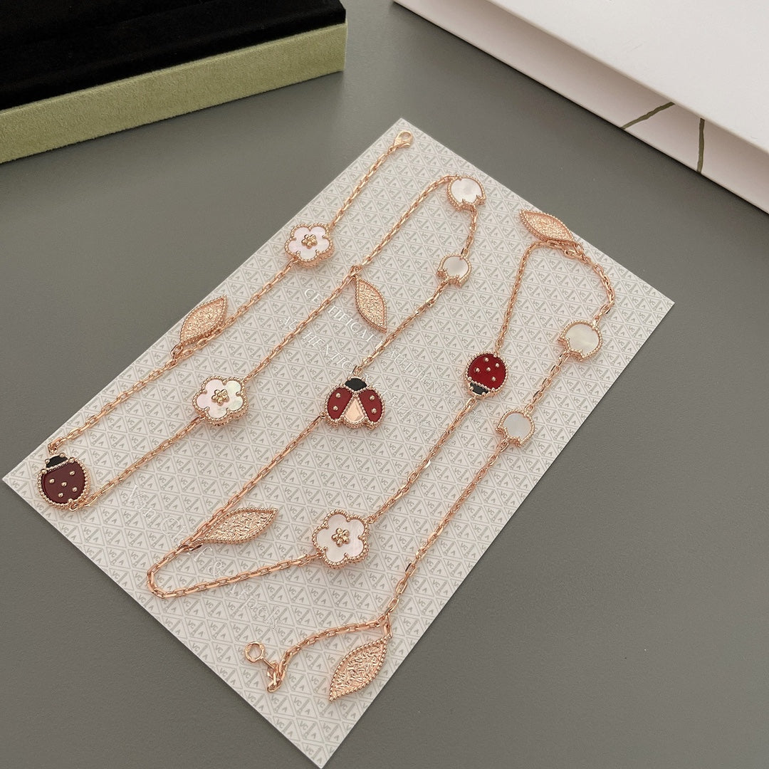 [Panda Jewelry]LUCKY SPRING 15 MOTIFS ROSE GOLD NECKLACE