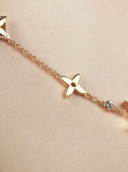 [Panda Jewelry]STAR AND SUN 7 MOTIFS GOLD BRACELET