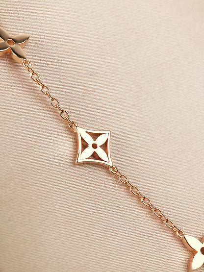 [Panda Jewelry]STAR AND SUN 7 MOTIFS GOLD BRACELET