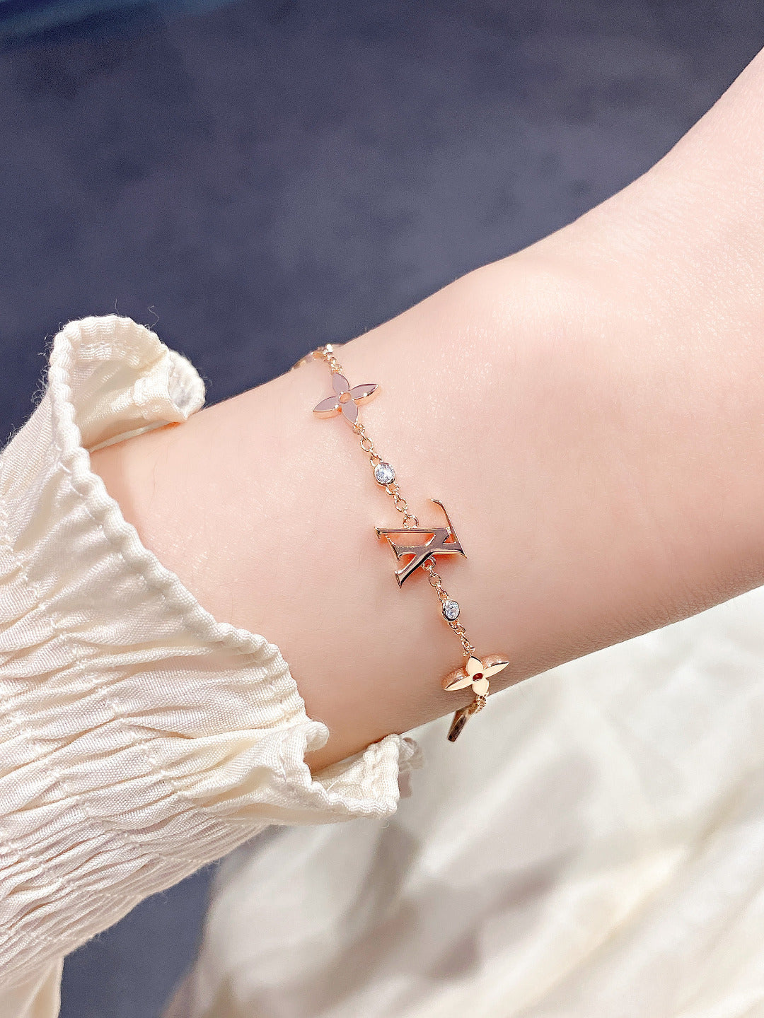 [Panda Jewelry]STAR AND SUN 7 MOTIFS GOLD BRACELET