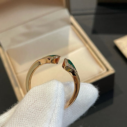 [Panda Jewelry]DREAM MALACHITE DIAMOND OPEN RING