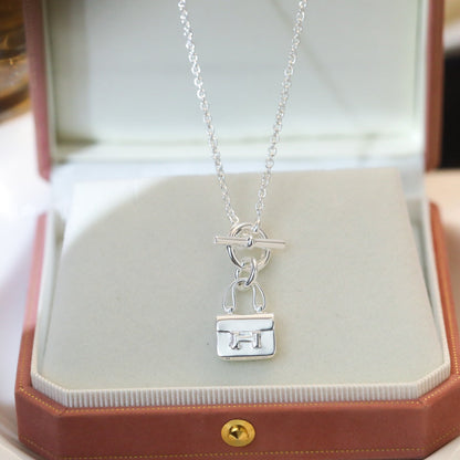 [Panda Jewelry]POP H PEDANT SILVER NECKLACE