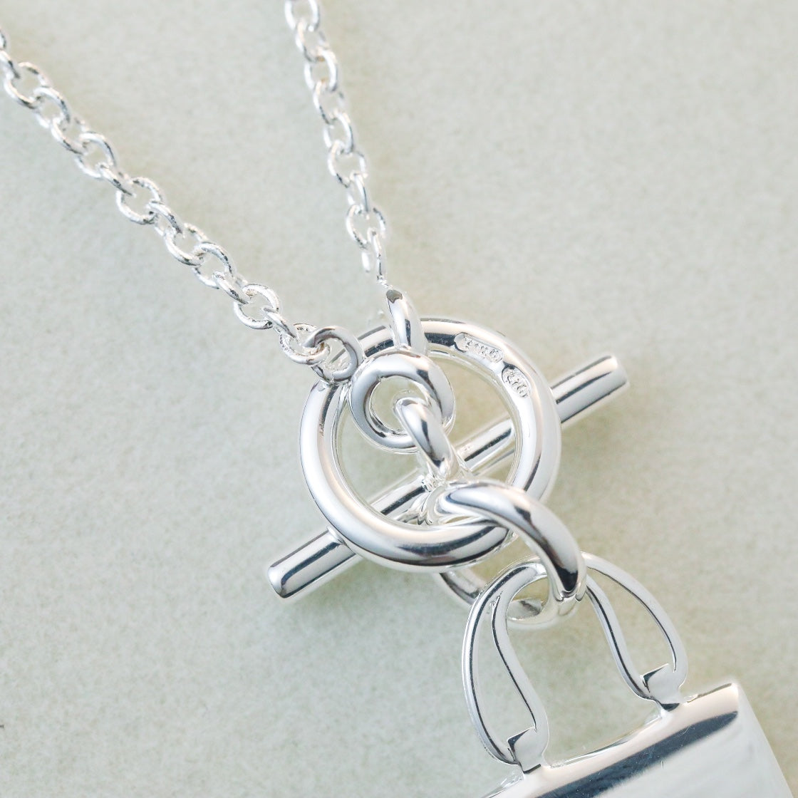 [Panda Jewelry]POP H PEDANT SILVER NECKLACE