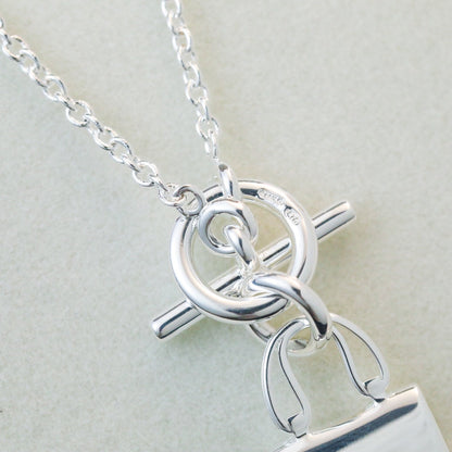 [Panda Jewelry]POP H PEDANT SILVER NECKLACE