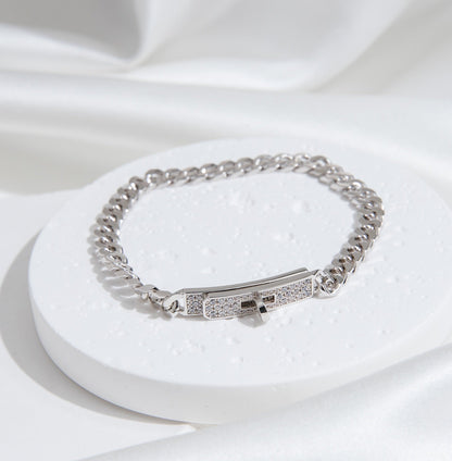 [Panda Jewelry]KELLY CHAIN SILVER DIAMOND BRACELET