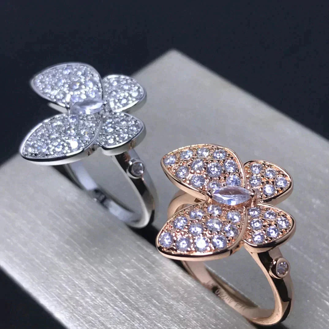 [Panda Jewelry]BUTTERFLY PINK GOLD DIAMOND RING