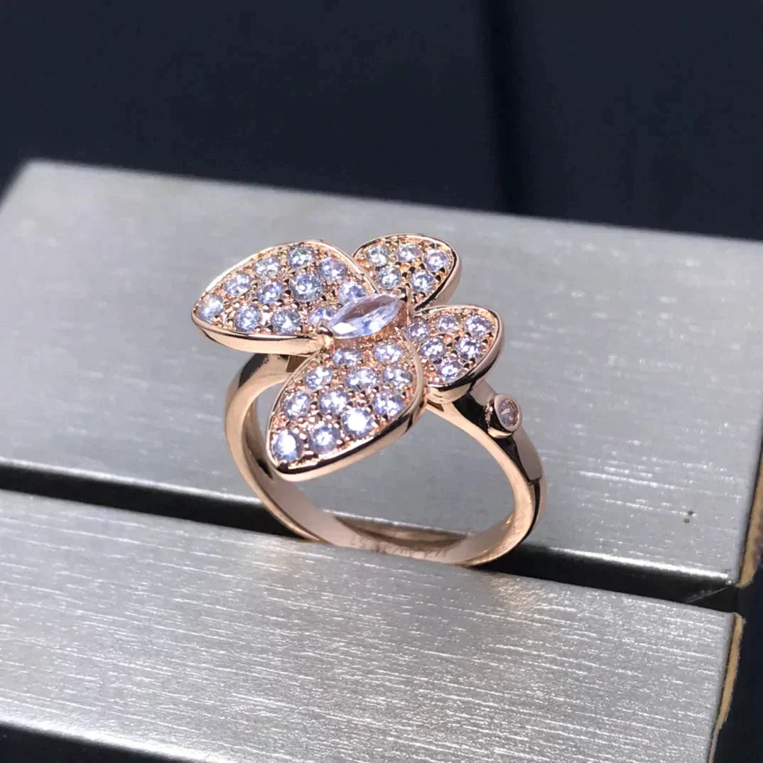 [Panda Jewelry]BUTTERFLY PINK GOLD DIAMOND RING