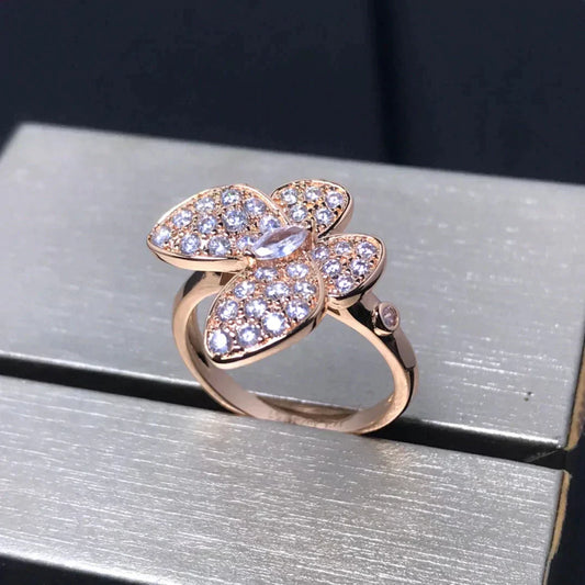 [Panda Jewelry]BUTTERFLY PINK GOLD DIAMOND RING