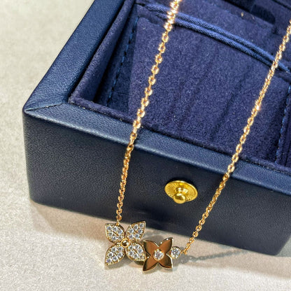 [Panda Jewelry]STAR BLOSSOM NECKLACE PINK GOLD DIAMONDS