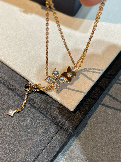 [Panda Jewelry]STAR BLOSSOM NECKLACE PINK GOLD DIAMONDS