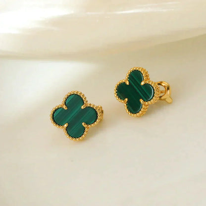 [Panda Jewelry]CLOVER MEDIUM 1 MOTIFS MALACHITE  EARRINGS