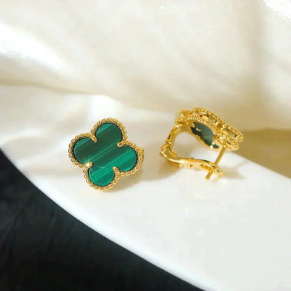 [Panda Jewelry]CLOVER MEDIUM 1 MOTIFS MALACHITE  EARRINGS