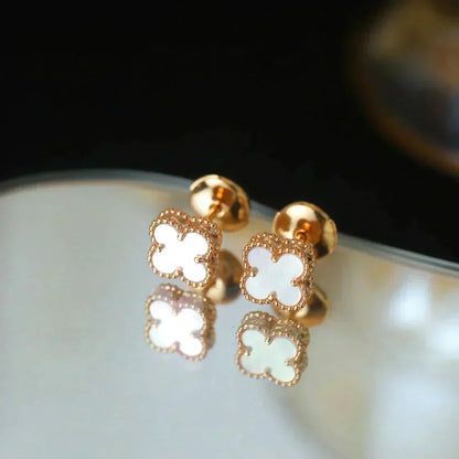 [Panda Jewelry]CLOVER MINI 9.5MM WHITE MOP EARRINGS