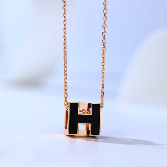 [Panda Jewelry]H CAGE PINK GOLD NECKLACE