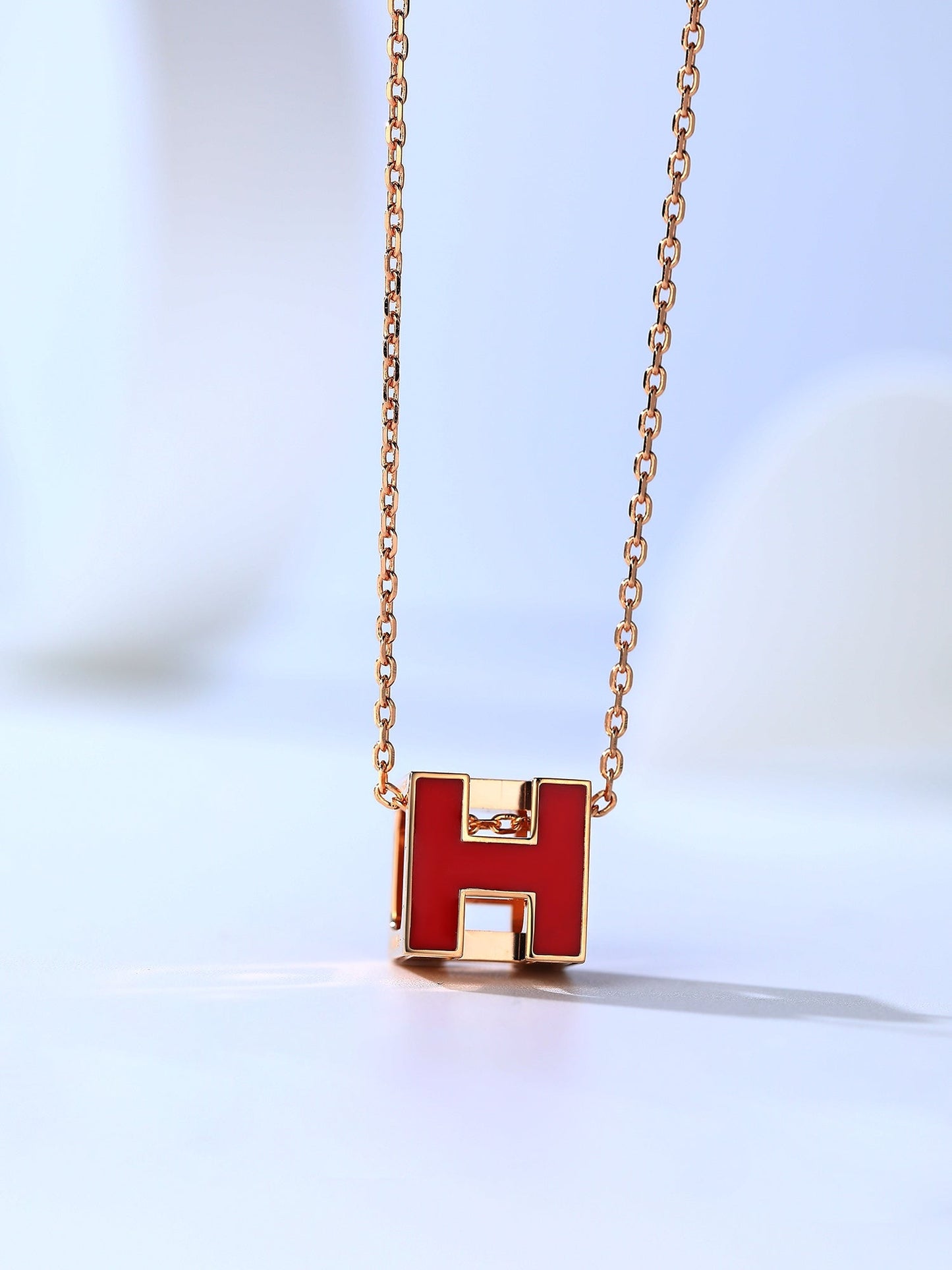 [Panda Jewelry]H CAGE PINK GOLD NECKLACE