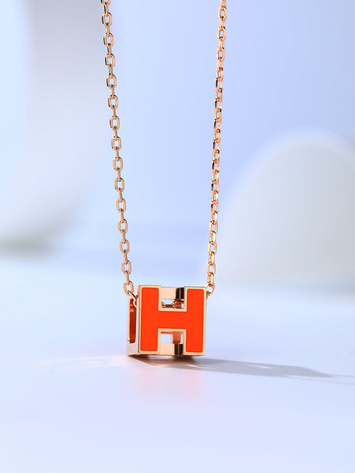 [Panda Jewelry]H CAGE PINK GOLD NECKLACE