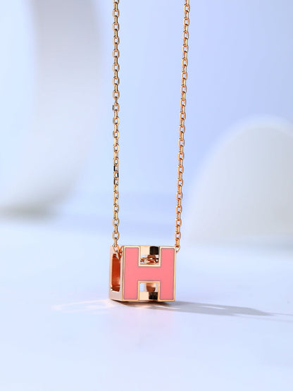 [Panda Jewelry]H CAGE PINK GOLD NECKLACE