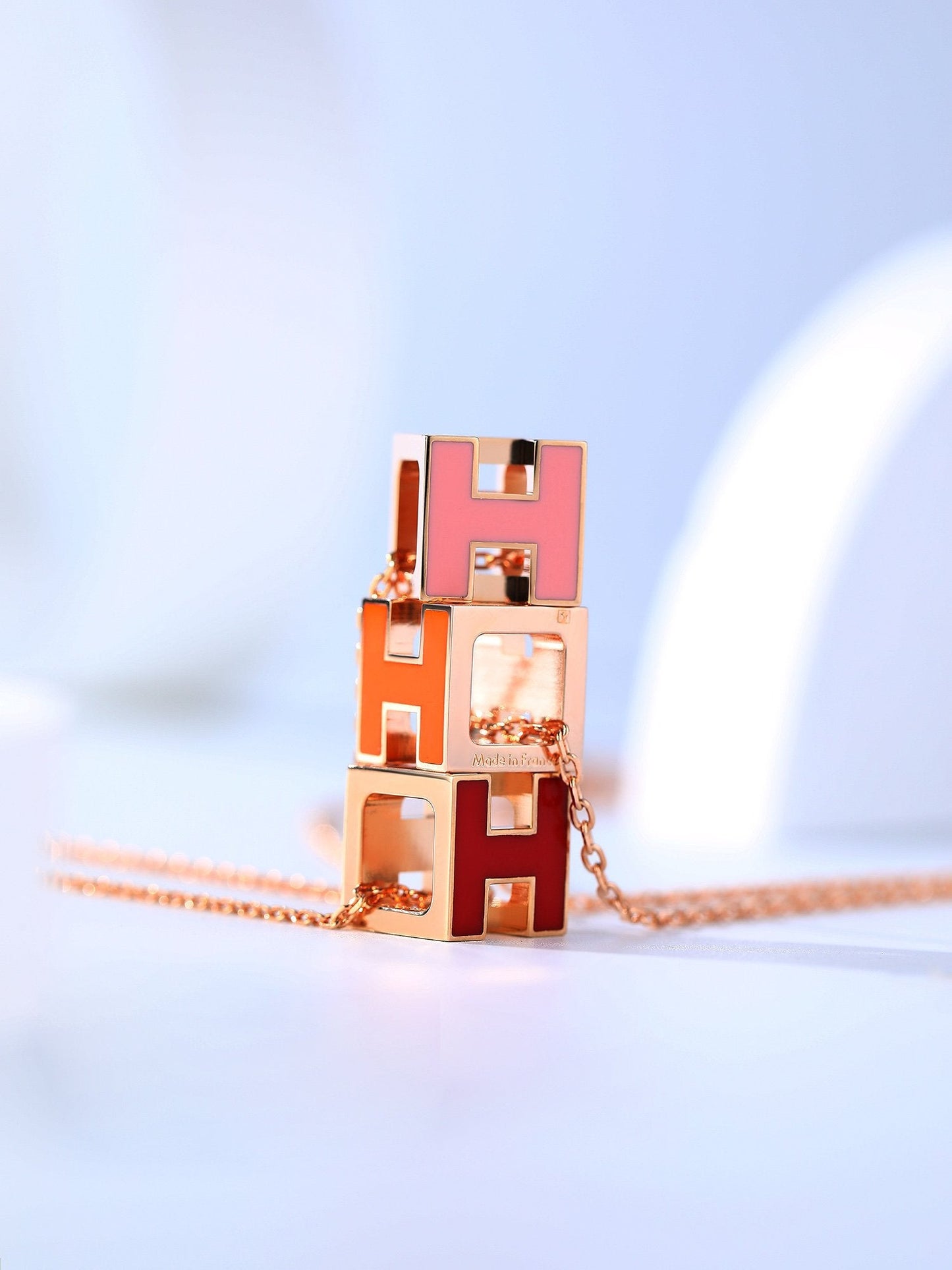 [Panda Jewelry]H CAGE PINK GOLD NECKLACE