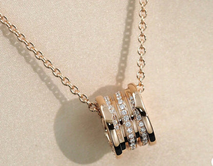 [Panda Jewelry]ZERO 1 PINK GOLD DIAMOND NECKLACE