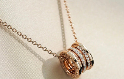 [Panda Jewelry]ZERO 1 PINK GOLD DIAMOND NECKLACE