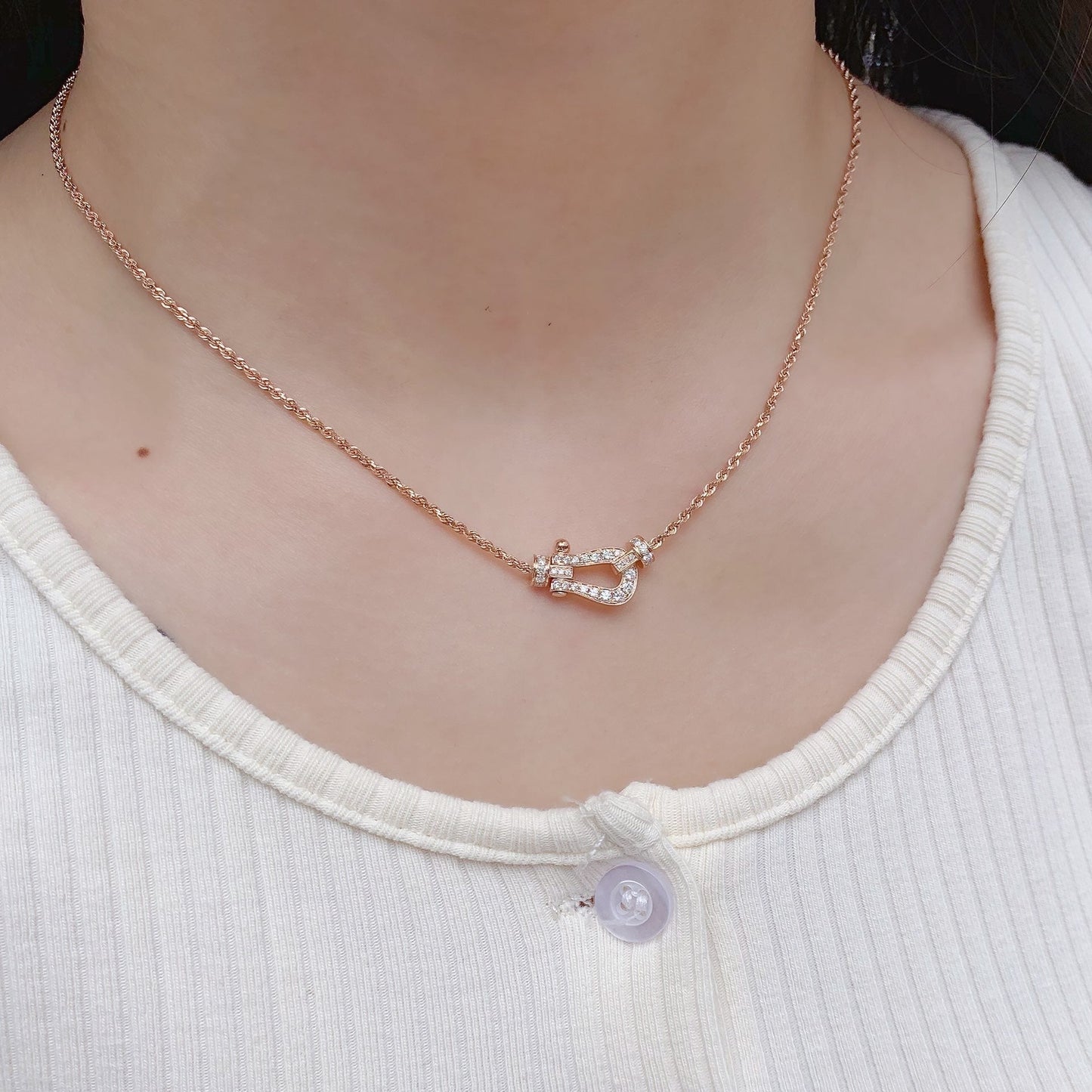 [Panda Jewelry]FORCE 10 PINK GOLD DIAMOND NECKLACE