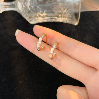 [Panda Jewelry]BEE LOVE DIAMOND HOOP EARRINGS