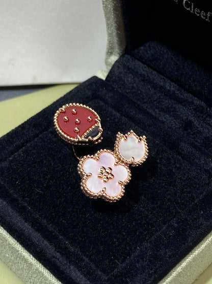 [Panda Jewelry]LUCKY 3 MOTIF ROSE GOLD RING