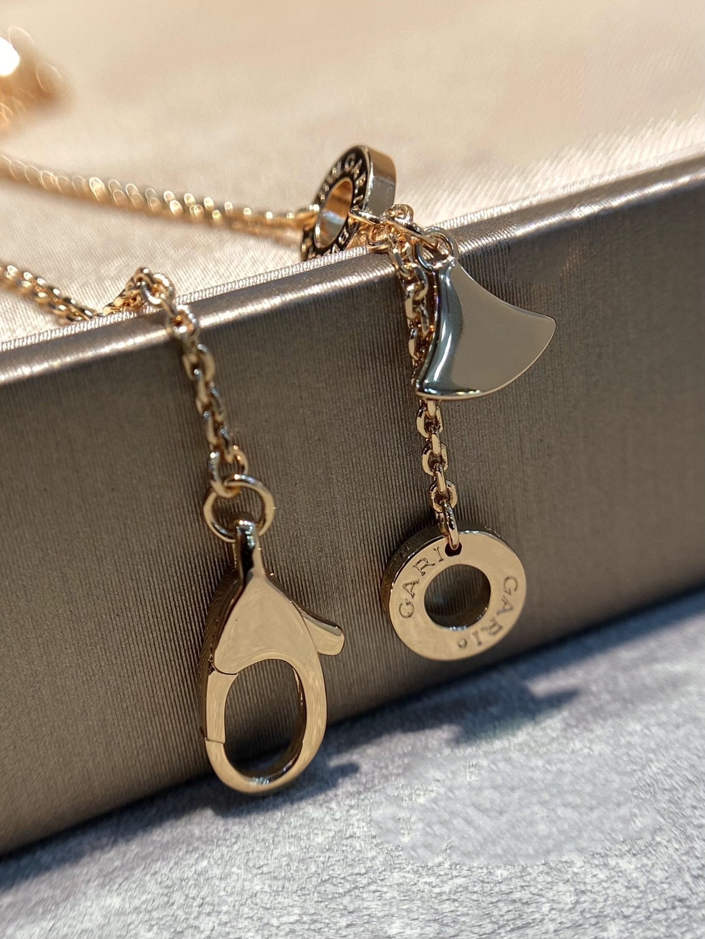 [Panda Jewelry]DREAM MOP DIAMOND PAVED PINK GOLD NECKLACE