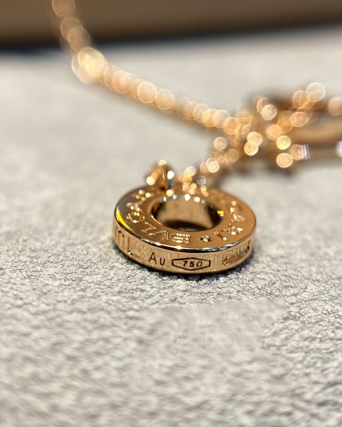[Panda Jewelry]DREAM MOP DIAMOND PAVED PINK GOLD NECKLACE