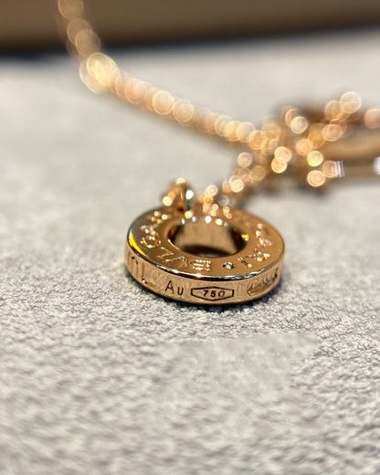 [Panda Jewelry]DREAM MOP DIAMOND PAVED PINK GOLD NECKLACE