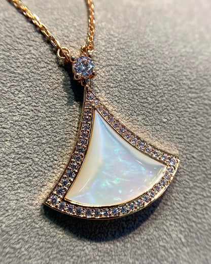 [Panda Jewelry]DREAM MOP DIAMOND PAVED PINK GOLD NECKLACE