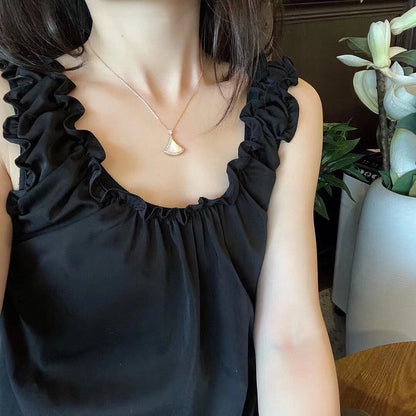 [Panda Jewelry]DREAM MOP DIAMOND PAVED PINK GOLD NECKLACE