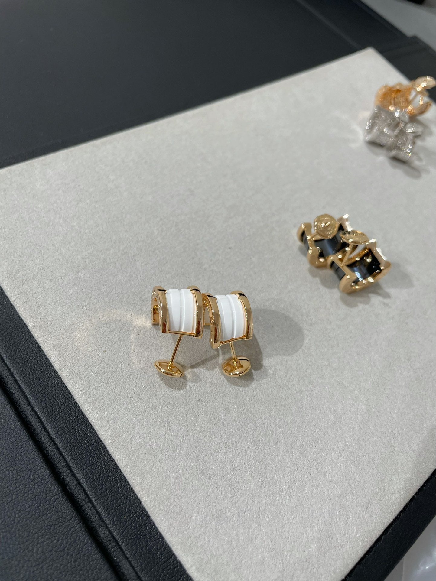 [Panda Jewelry]ZERO 1 PINK GOLD CERAMIC EARRINGS