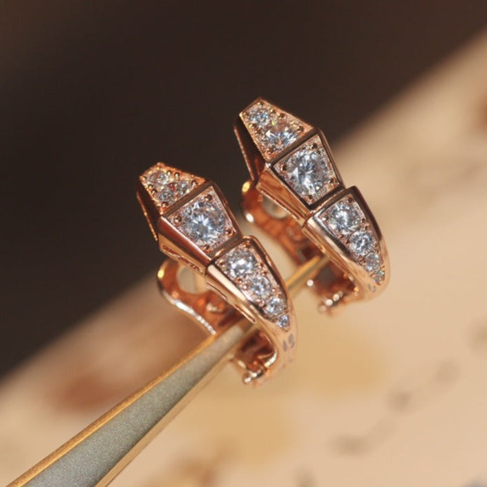 [Panda Jewelry]SERPENT PINK GOLD DIAMOND EARRINGS