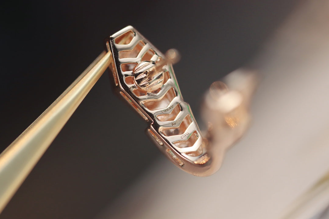 [Panda Jewelry]SERPENT PINK GOLD DIAMOND EARRINGS