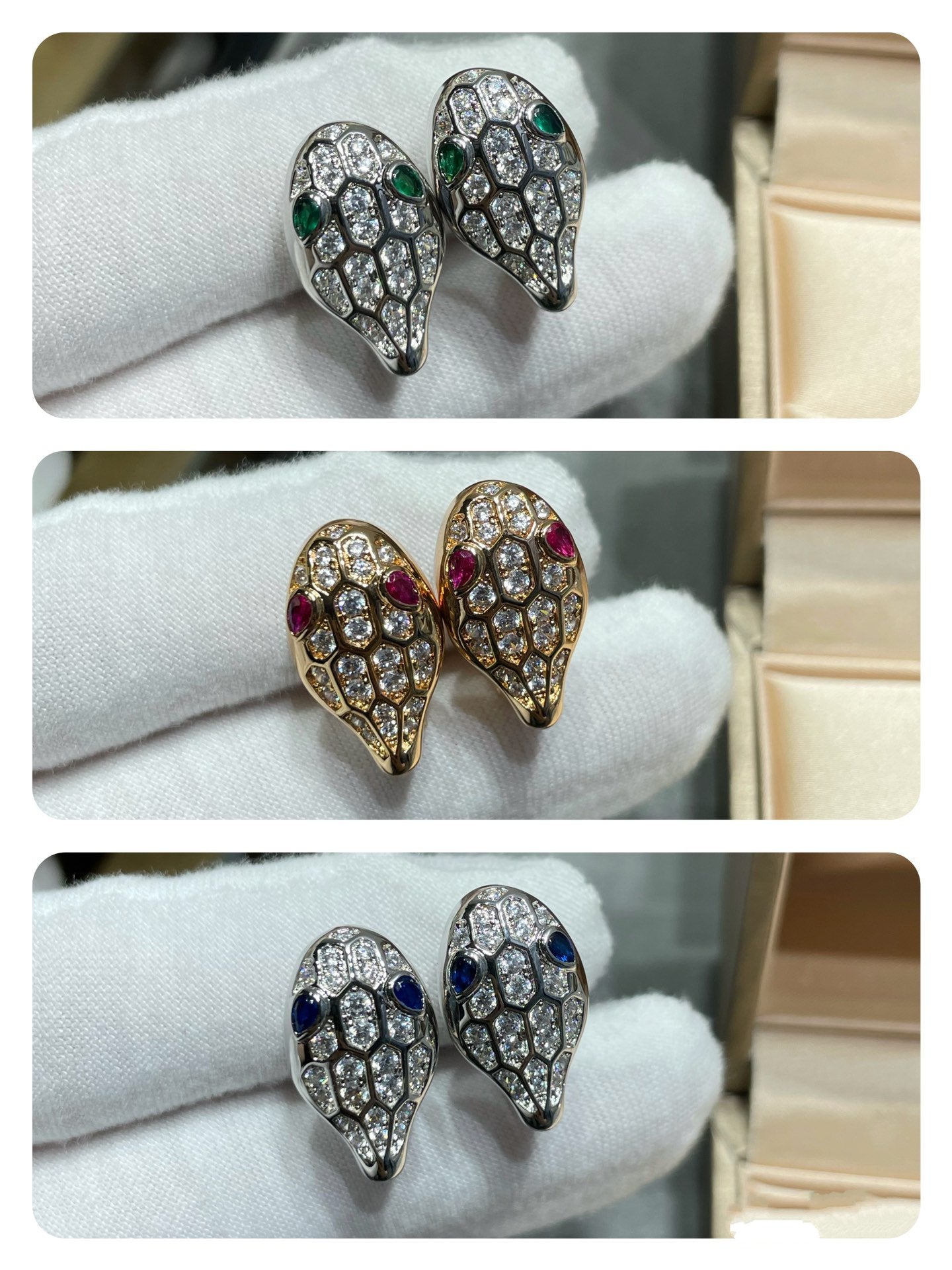 [Panda Jewelry]SERPENT DIAMOND STUD EARRINGS