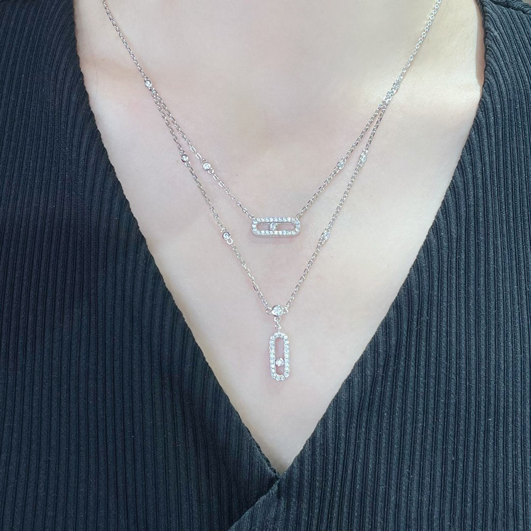 [Panda Jewelry]MOVE 2 ROW DIAMOND NECKLACE
