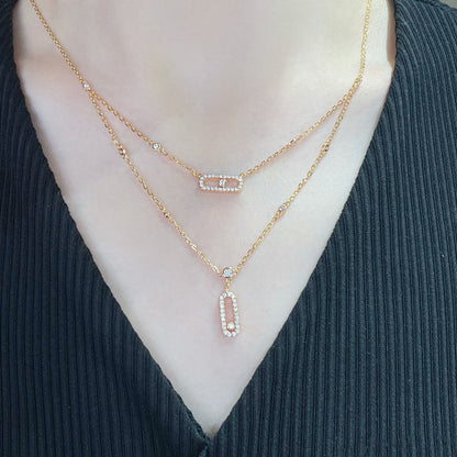 [Panda Jewelry]MOVE 2 ROW DIAMOND NECKLACE