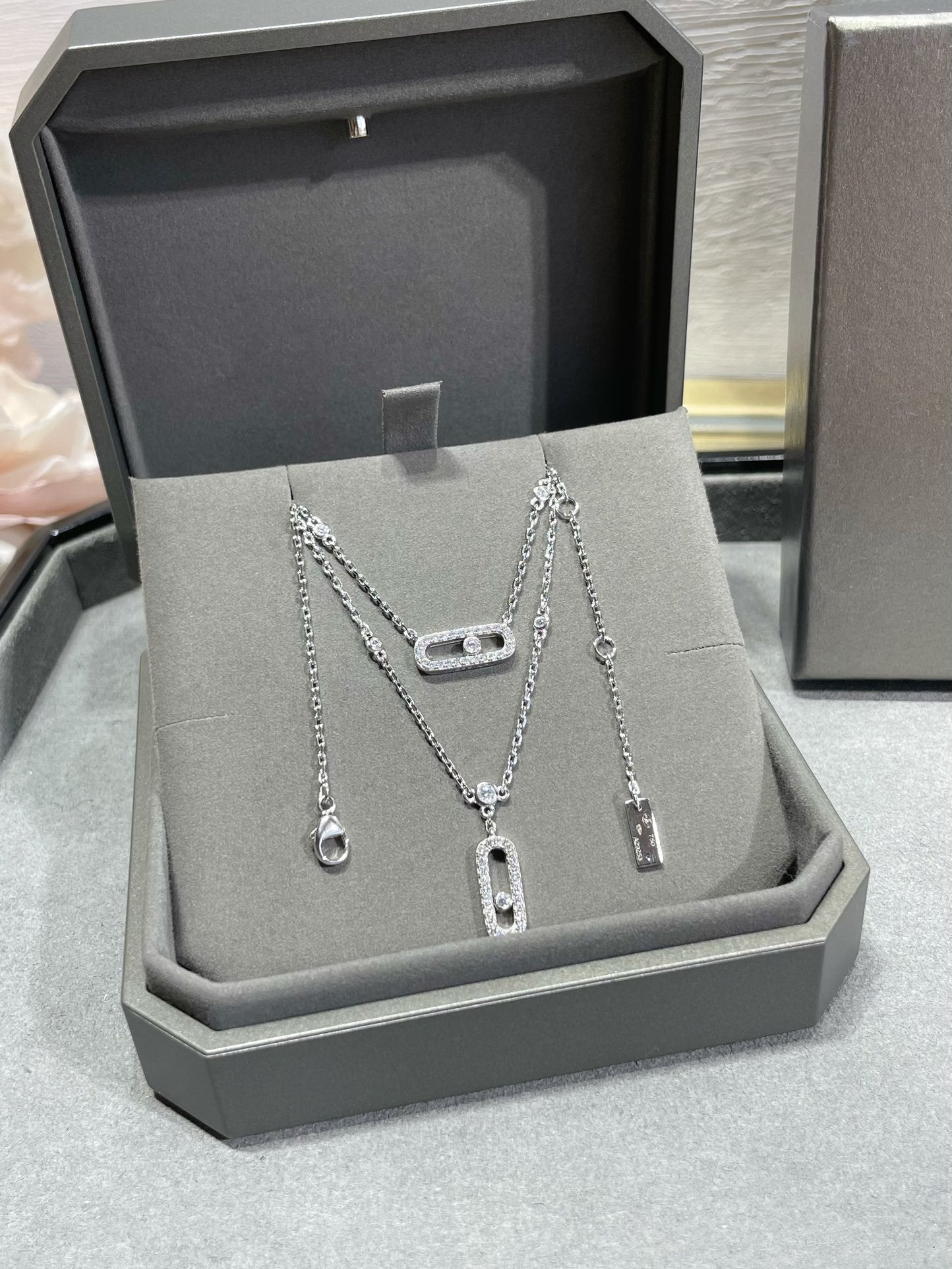 [Panda Jewelry]MOVE 2 ROW DIAMOND NECKLACE